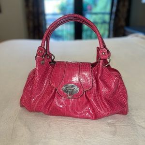 Elegant Pink Crocodile-Embossed Handbag